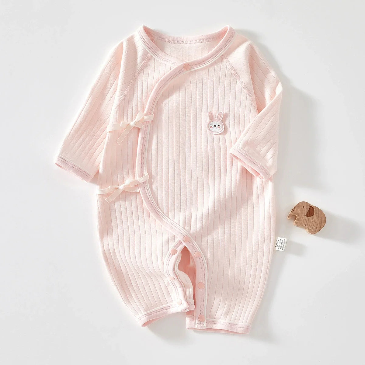 Soft Knit Cotton Romper – All-Season Long Sleeve Jumpsuit (0–6M | Unisex) - Nestling Babies