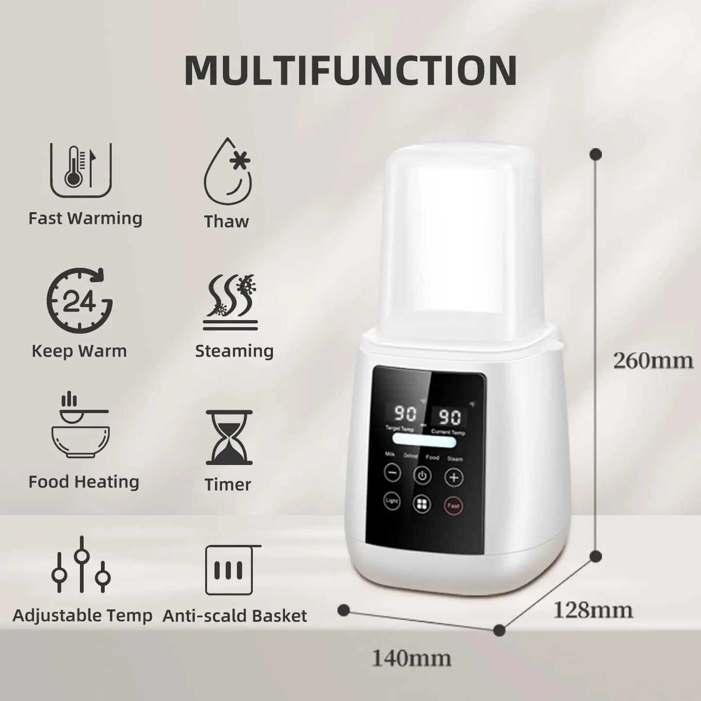 6-in-1 Baby Bottle Warmer & Sterilizer – Fast Heating with 24h Temperature Control - Nestling Babies