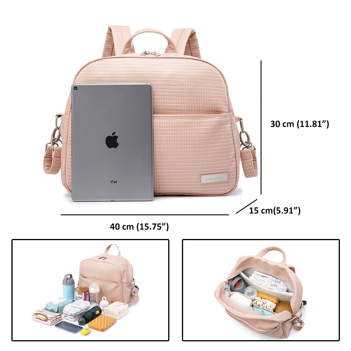 Soboba Stylish Diaper Backpack – Waterproof & Eco-Friendly PU Leather Bag for Modern Moms - Nestling Babies