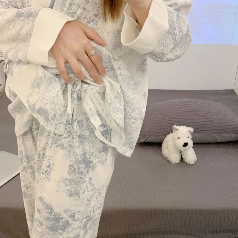 Cotton Nursing Pajamas Set – Lightweight Postpartum Sleepwear for Spring & Autumn - Nestling Babies