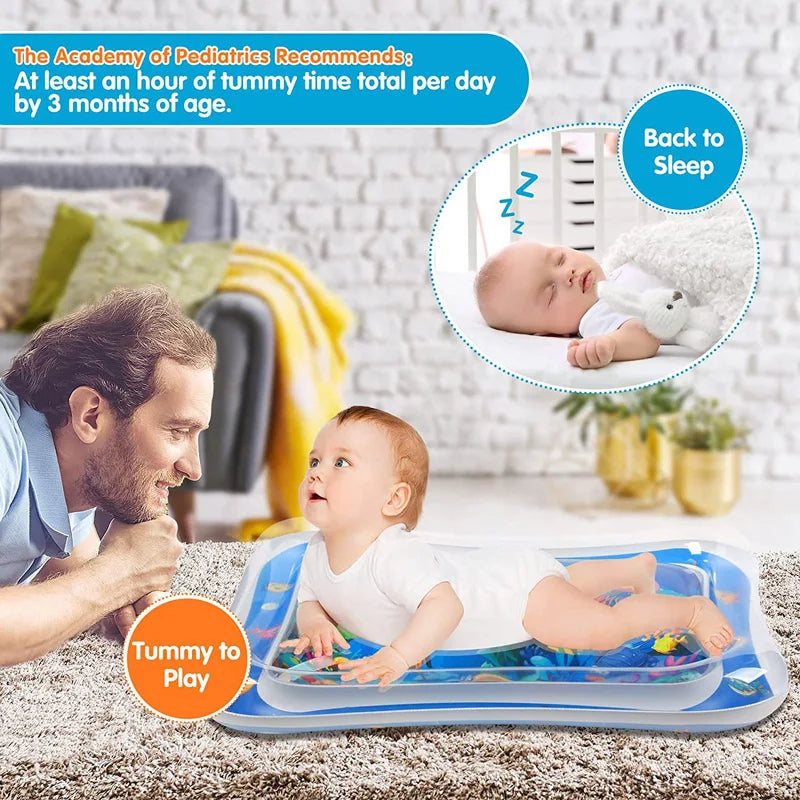 Inflatable Tummy Time Baby Play Mat – Sensory Water Cushion for Infants - Nestling Babies