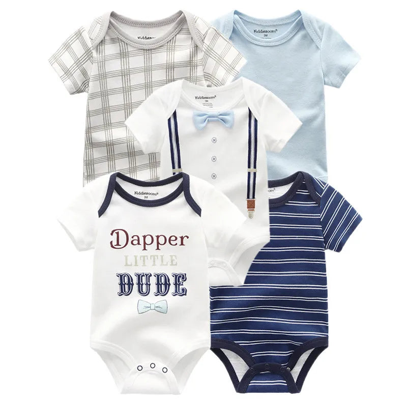 Essential Cotton Baby Bodysuit Set (5-Pack | 0–12M) - Nestling Babies