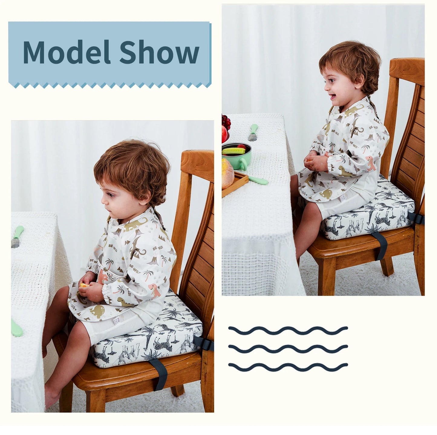 INSULAR Adjustable Booster Seat – Removable Floral Cushion for Baby Dining Chairs - Nestling Babies