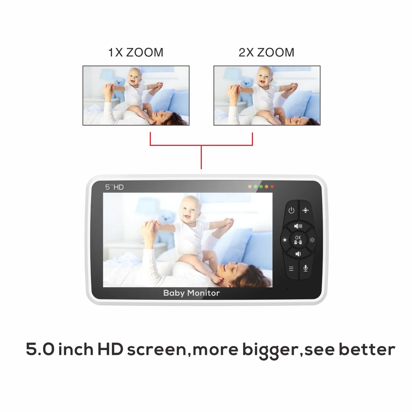 5” HD Video Baby Monitor with 2-Way Audio, Night Vision & Temperature Sensor – 22H Battery & 1000ft Range - Nestling Babies