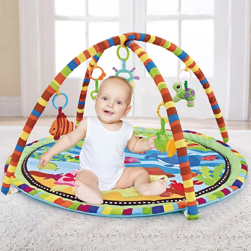 Baby Play Gym with Educational Fitness Frame – Soft Crawling Mat with Toy Rack - Nestling Babies