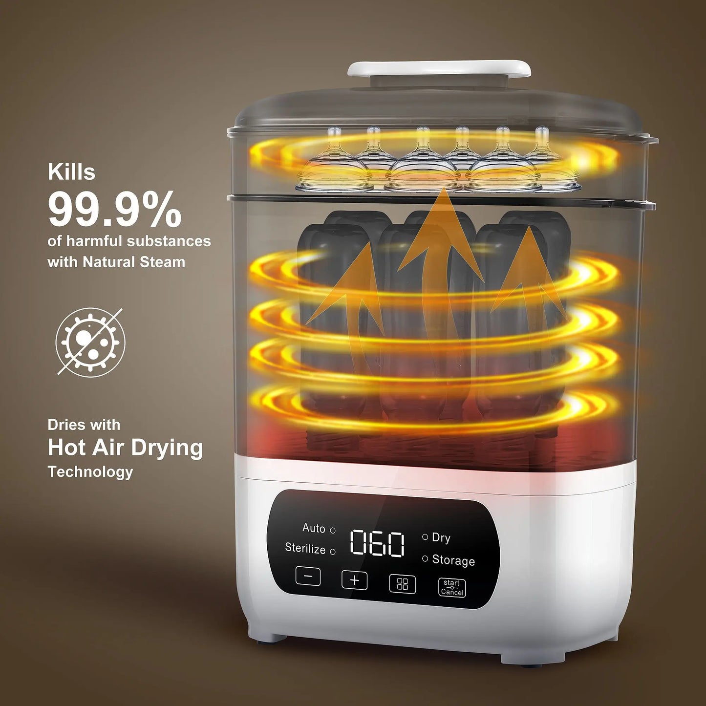 4-in-1 Baby Bottle Sterilizer & Dryer – LED Touch Control + Auto Shut-Off - Nestling Babies