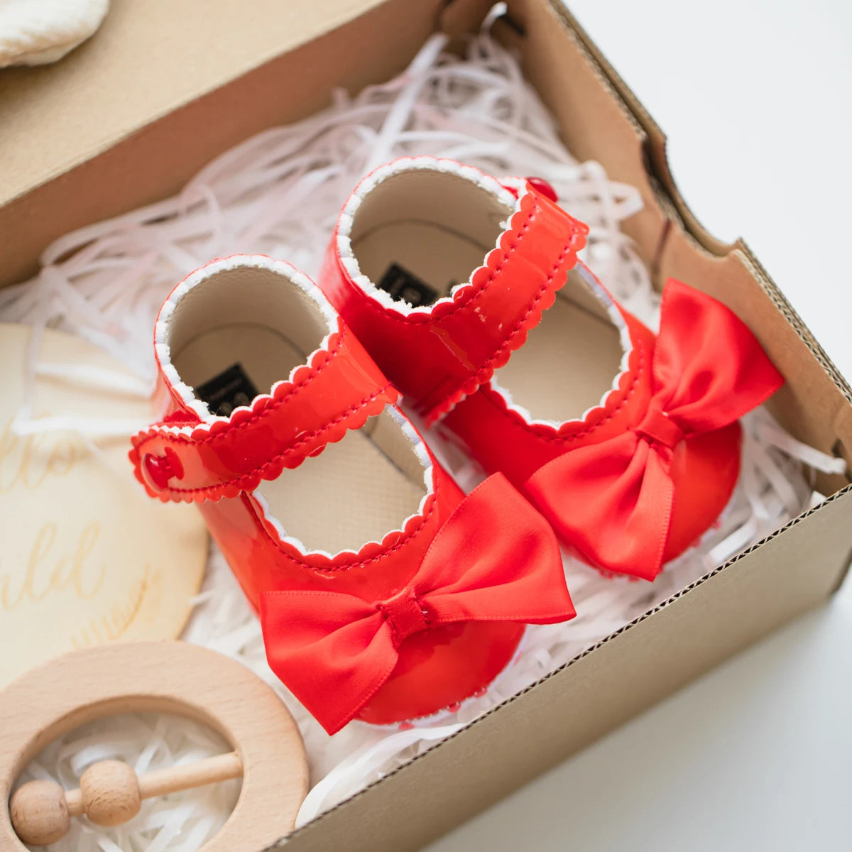 Classic Baby Girl PU Leather Bow Shoes – Princess Crib Flats for Newborns (0–18 Months) - Nestling Babies