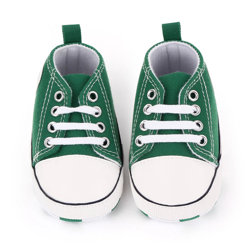 Baby Canvas Sneakers – Soft Sole Non-Slip First Walker Shoes (0–12 Months) - Nestling Babies
