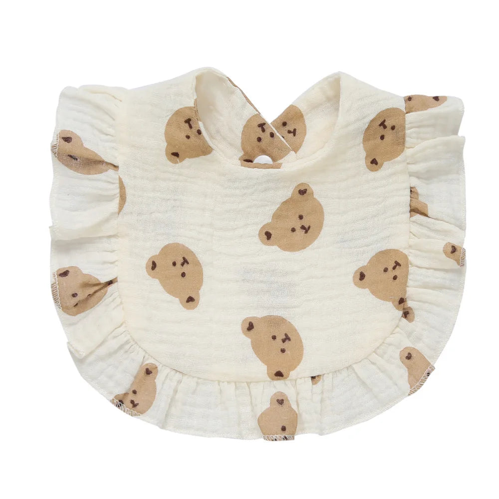 Lace Ruffle Baby Bib – Soft Cotton & Stylish Floral Design - Nestling Babies