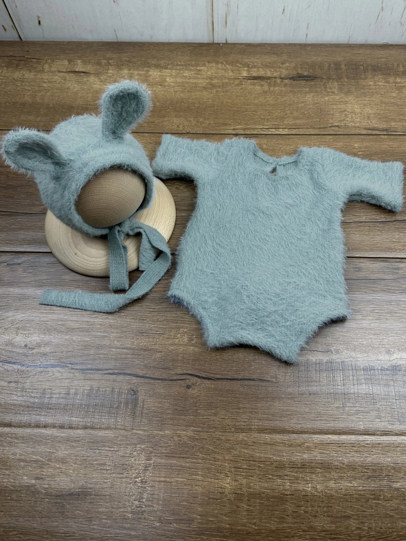 Newborn Bunny-Themed Knitted Photography Set – Adorable Cosplay with Doll & Glasses - Nestling Babies