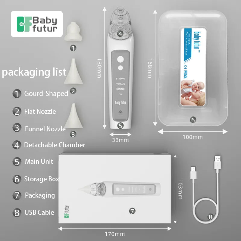 BabyFutur Rechargeable Electric Nasal Aspirator – Gentle, Silent & Soothing - Nestling Babies