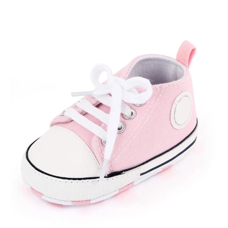 Baby Canvas Sneakers – Soft Sole Non-Slip First Walker Shoes (0–12 Months) - Nestling Babies