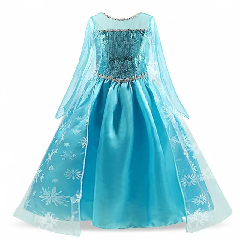 Girls Elsa Princess Costume Dress – Snow Queen Carnival & Party Gown - Nestling Babies