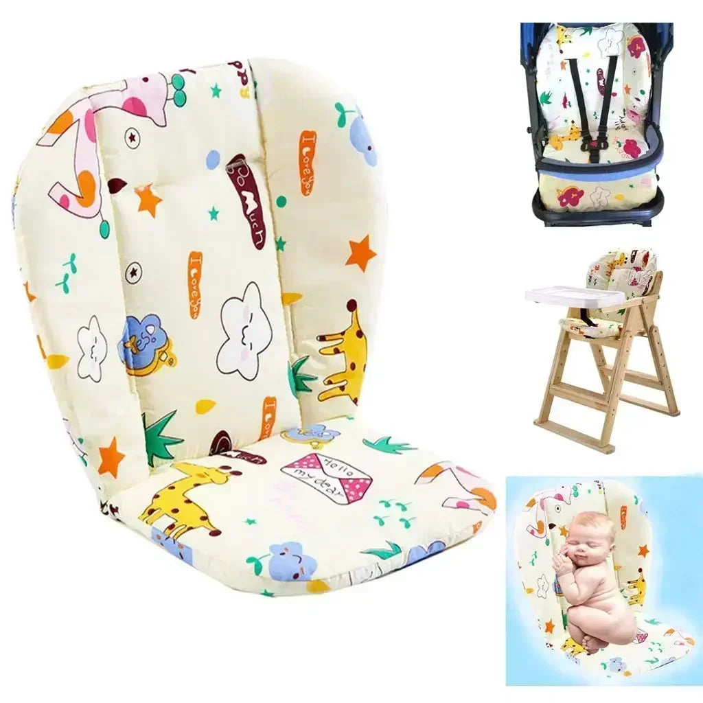 Baby Cushion for High Chair & Stroller – Double-Sided Soft Seat Pad with Cute Animal Prints | Thick, Breathable & Comfortable - Nestling Babies