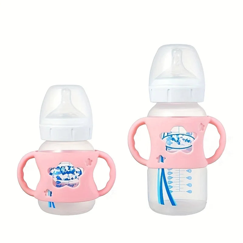 Silicone Bottle Handle Sleeve – Soft Grip for Wide-Neck Baby Bottles - Nestling Babies
