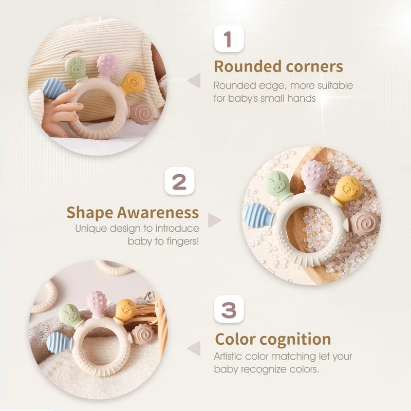 Silicone Baby Teether Ring – Soft & Safe Teething Toy for 0–12 Months - Nestling Babies