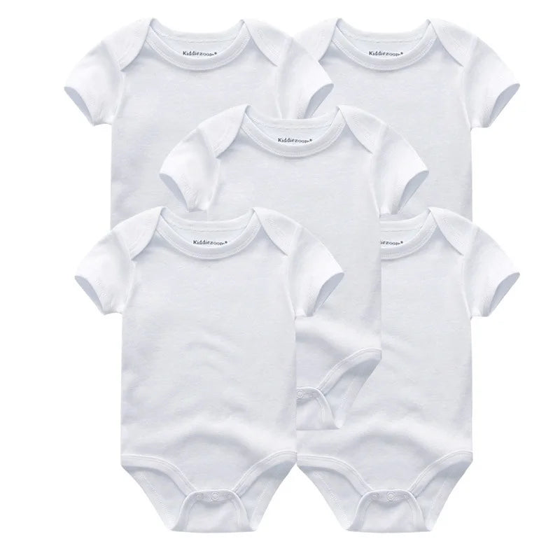 Everyday Essentials – 5-Pack Cartoon Cotton Bodysuits (0–12M | Unisex) - Nestling Babies