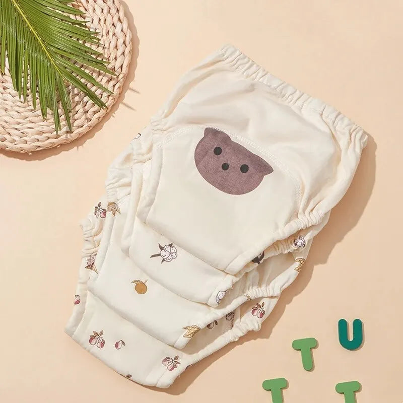 6-Layer Reusable Baby Training Pants – Waterproof Cotton Diaper Shorts for Infants & Toddlers - Nestling Babies