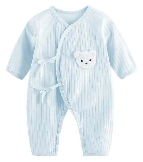 Soft Knit Cotton Romper – All-Season Long Sleeve Jumpsuit (0–6M | Unisex) - Nestling Babies