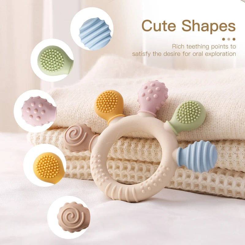 Silicone Baby Teether Ring – Soft & Safe Teething Toy for 0–12 Months - Nestling Babies