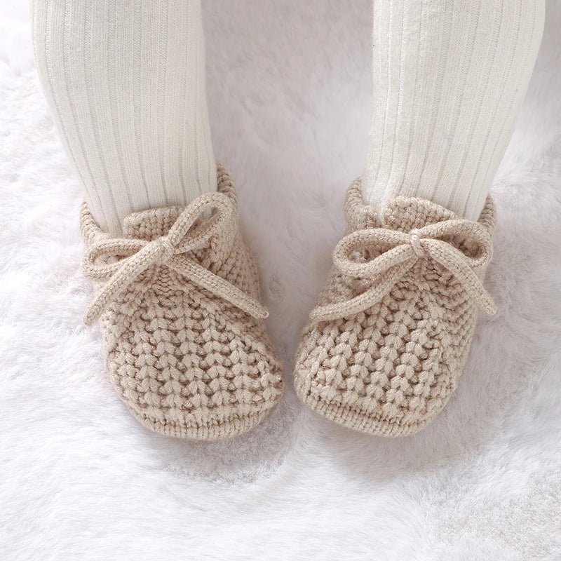 Knitted Newborn Baby Booties – Soft Yarn First Walker Shoes (0–18 Months) - Nestling Babies