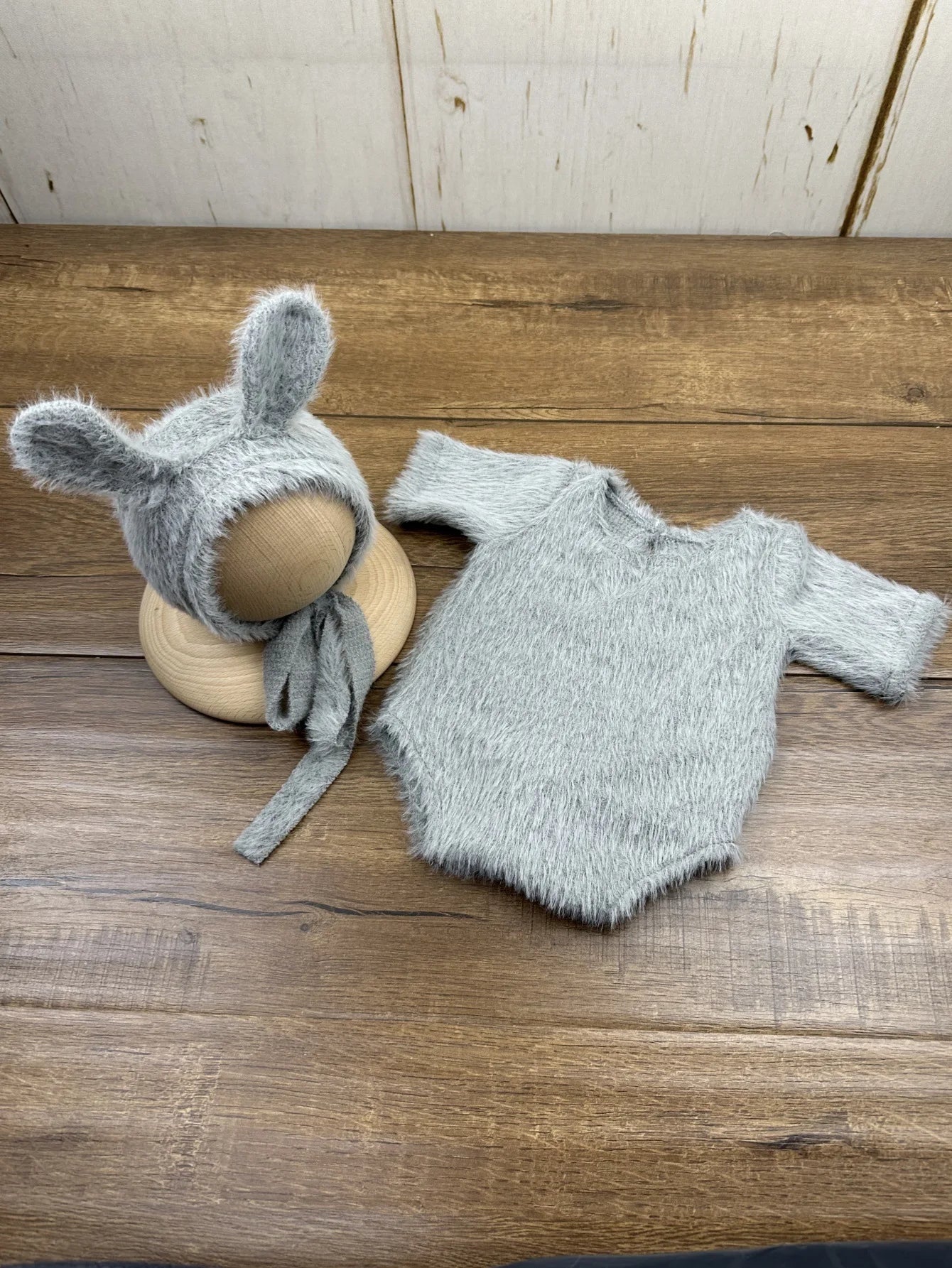 Newborn Bunny-Themed Knitted Photography Set – Adorable Cosplay with Doll & Glasses - Nestling Babies