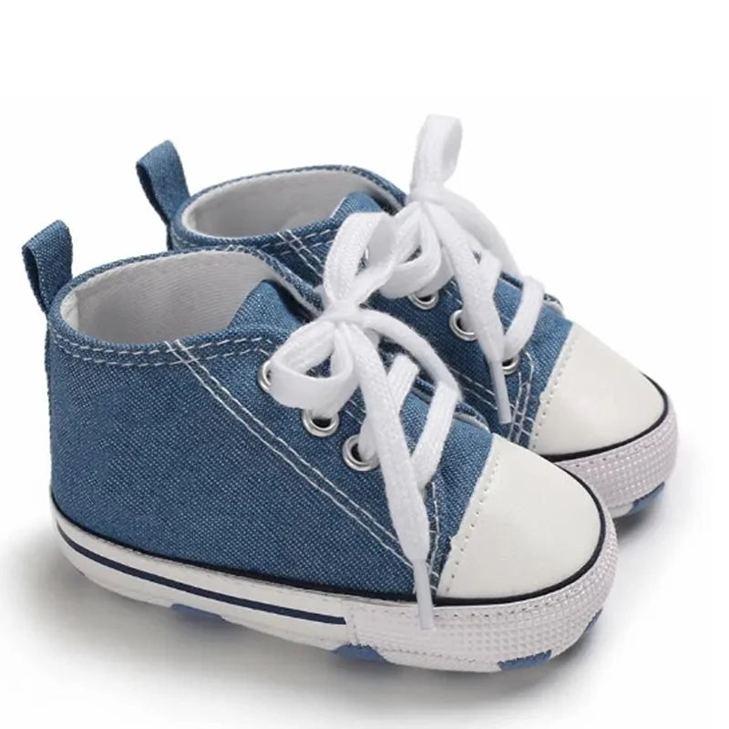 Baby Canvas Sneakers – Soft Sole Non-Slip First Walker Shoes (0–12 Months) - Nestling Babies