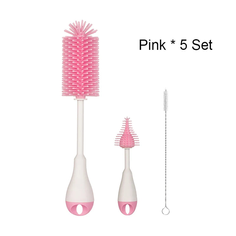 3-in-1 Silicone Baby Bottle Brush Set – 360° Cleaning Power - Nestling Babies
