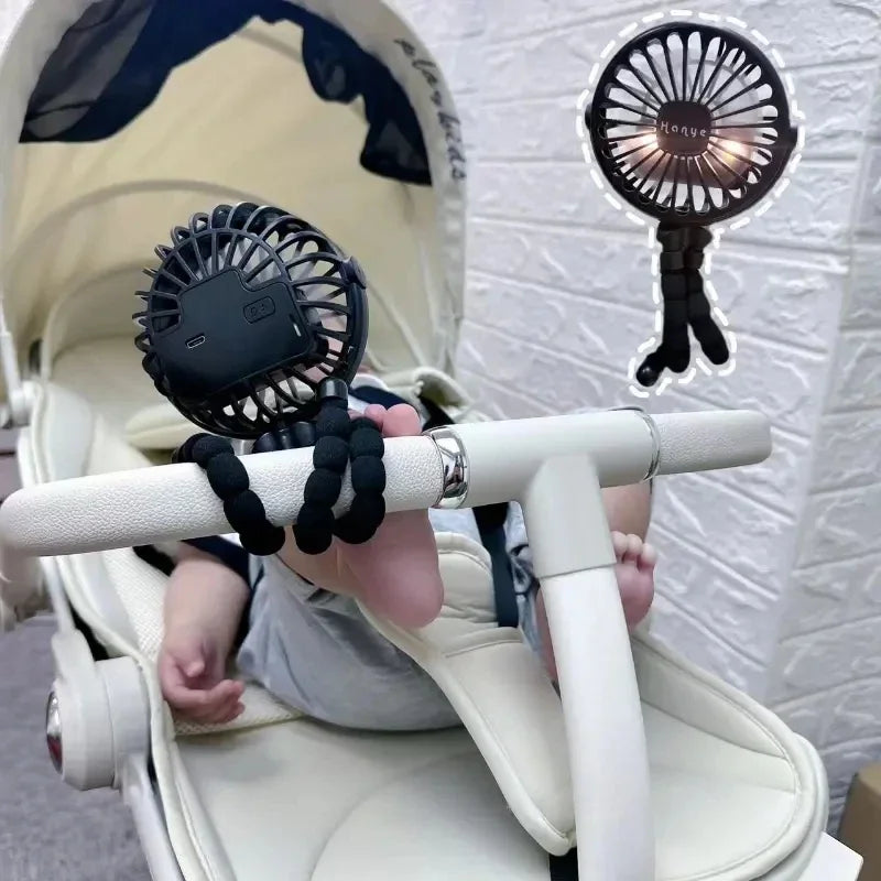 Bladeless Mini Stroller Fan – USB Rechargeable Handheld & Folding Silent Cooling Fan for Babies & Parents - Nestling Babies