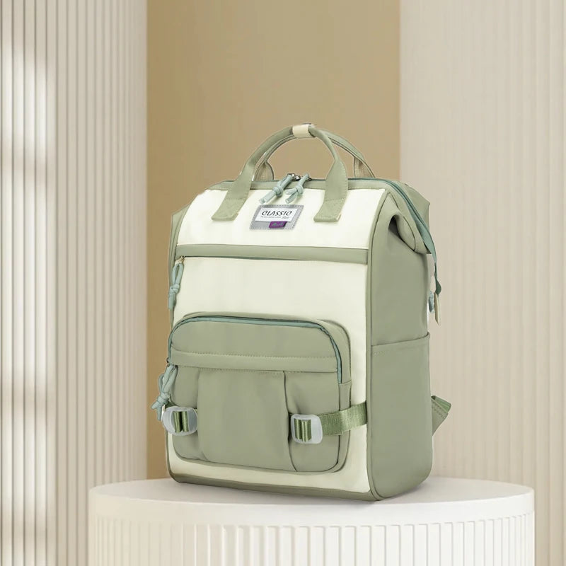 Trendy Yellow College Backpack – Kawaii Nylon Laptop Bag for Girls & Students - Nestling Babies