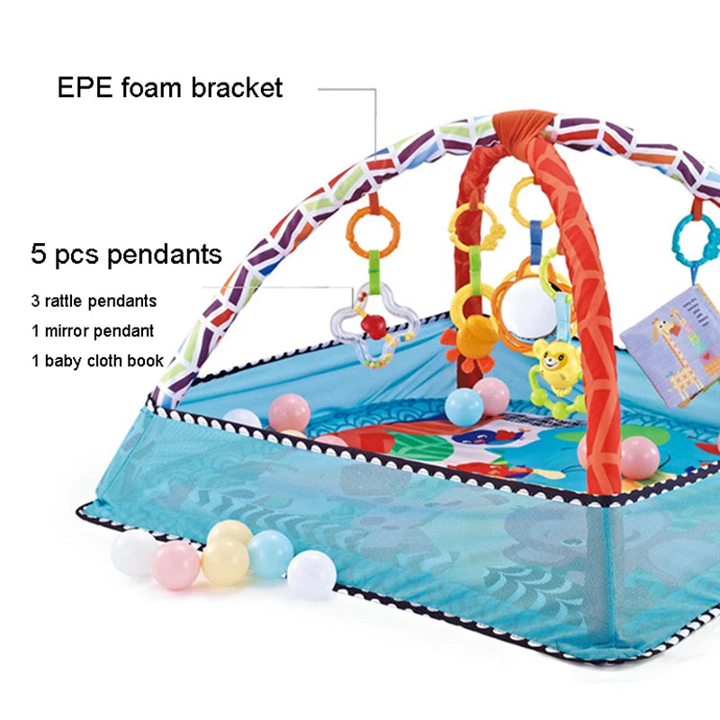 Baby Play Gym with Educational Fitness Frame – Soft Crawling Mat with Toy Rack - Nestling Babies
