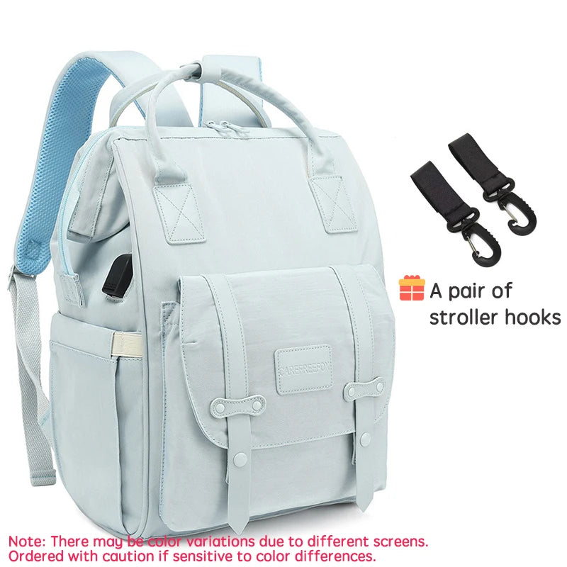PANGDUBE Waterproof Diaper Backpack – Maternity Travel Bag with Stroller Hooks - Nestling Babies