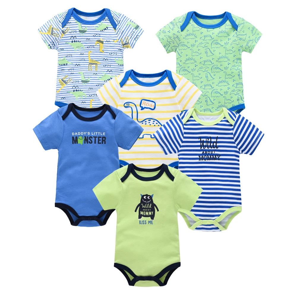 100% Cotton Baby Bodysuits – Unicorn Print | 3–6 Pack - Nestling Babies