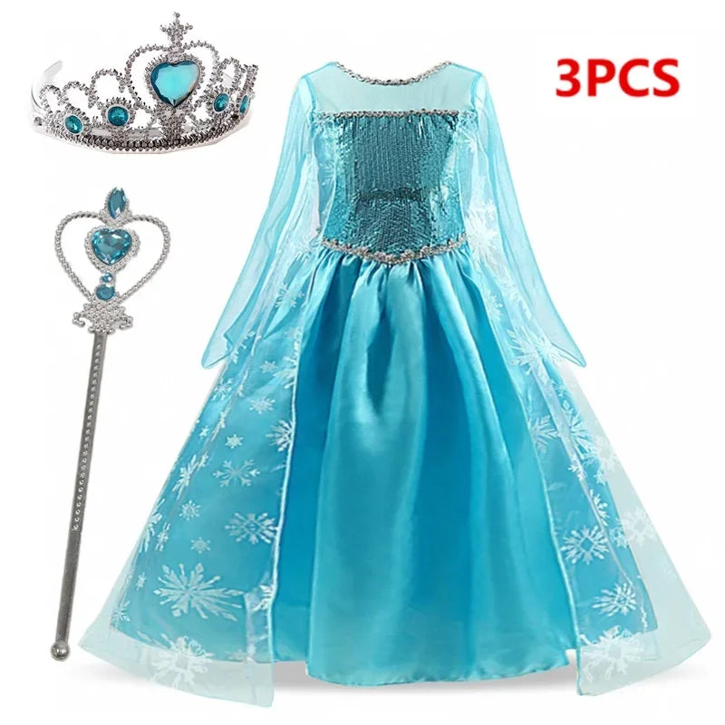 Girls Elsa Princess Costume Dress – Snow Queen Carnival & Party Gown - Nestling Babies