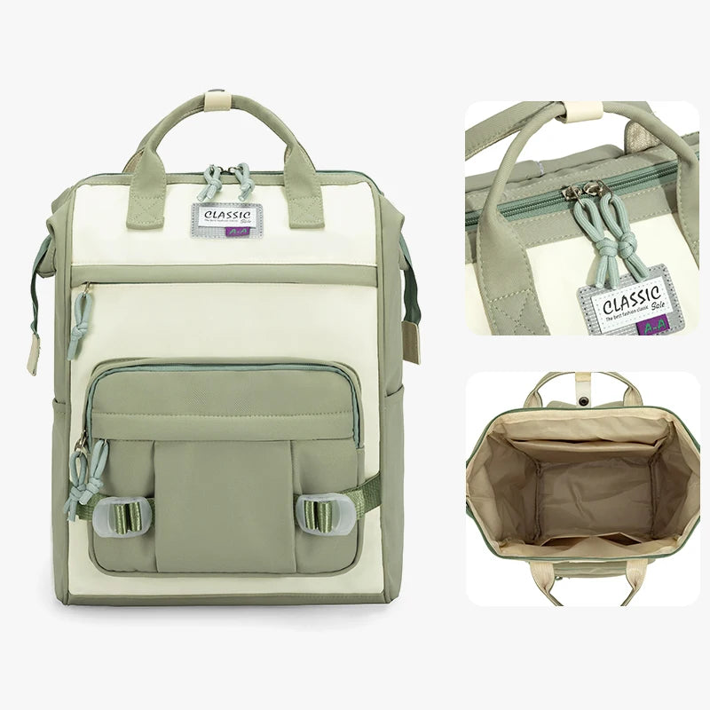 Trendy Yellow College Backpack – Kawaii Nylon Laptop Bag for Girls & Students - Nestling Babies