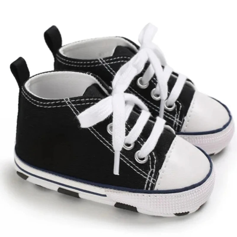 Baby Canvas Sneakers – Soft Sole Non-Slip First Walker Shoes (0–12 Months) - Nestling Babies