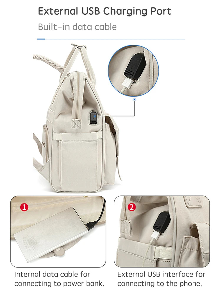 PANGDUBE Waterproof Diaper Backpack – Maternity Travel Bag with Stroller Hooks - Nestling Babies