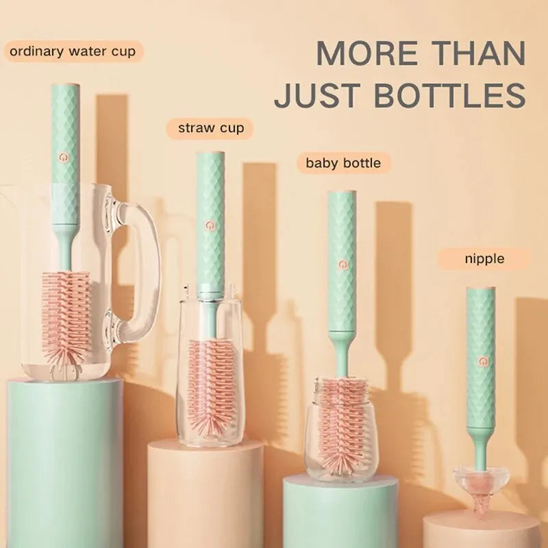 3-Piece Silicone Bottle Brush Set – 360° Rotating, Long Handle & Waterproof - Nestling Babies