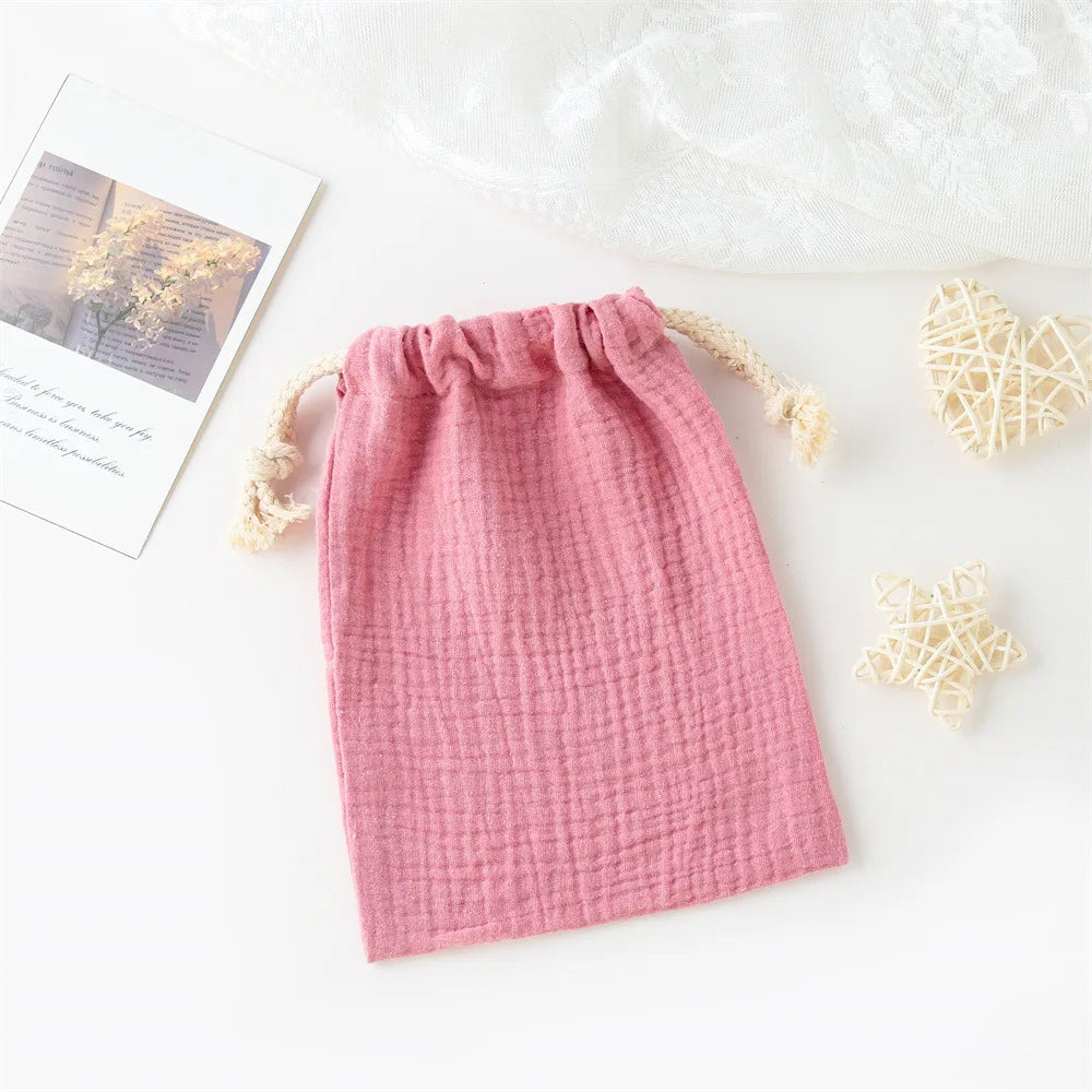 Mini Cotton Diaper Caddy Bag – Drawstring Organizer for Baby Essentials, Toys & Snacks - Nestling Babies
