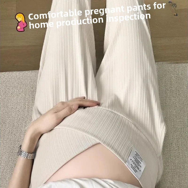 Maternity Bell-Bottom Pants – Low Waist Casual Flare Trousers for Pregnancy - Nestling Babies