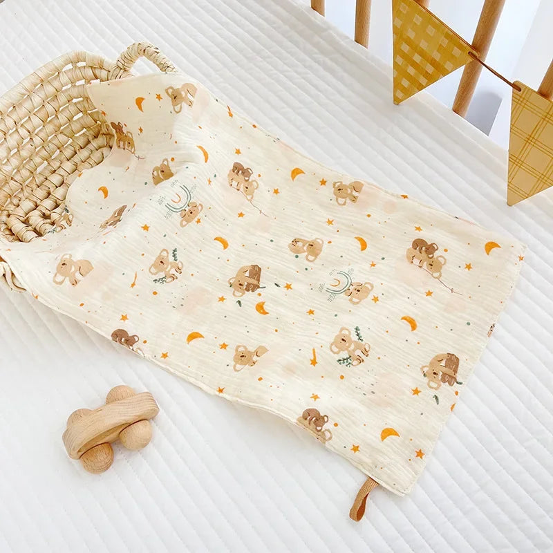 4-Layer Muslin Cotton Baby Towel – Soft & Absorbent Burp and Face Cloth (25×50 cm) - Nestling Babies