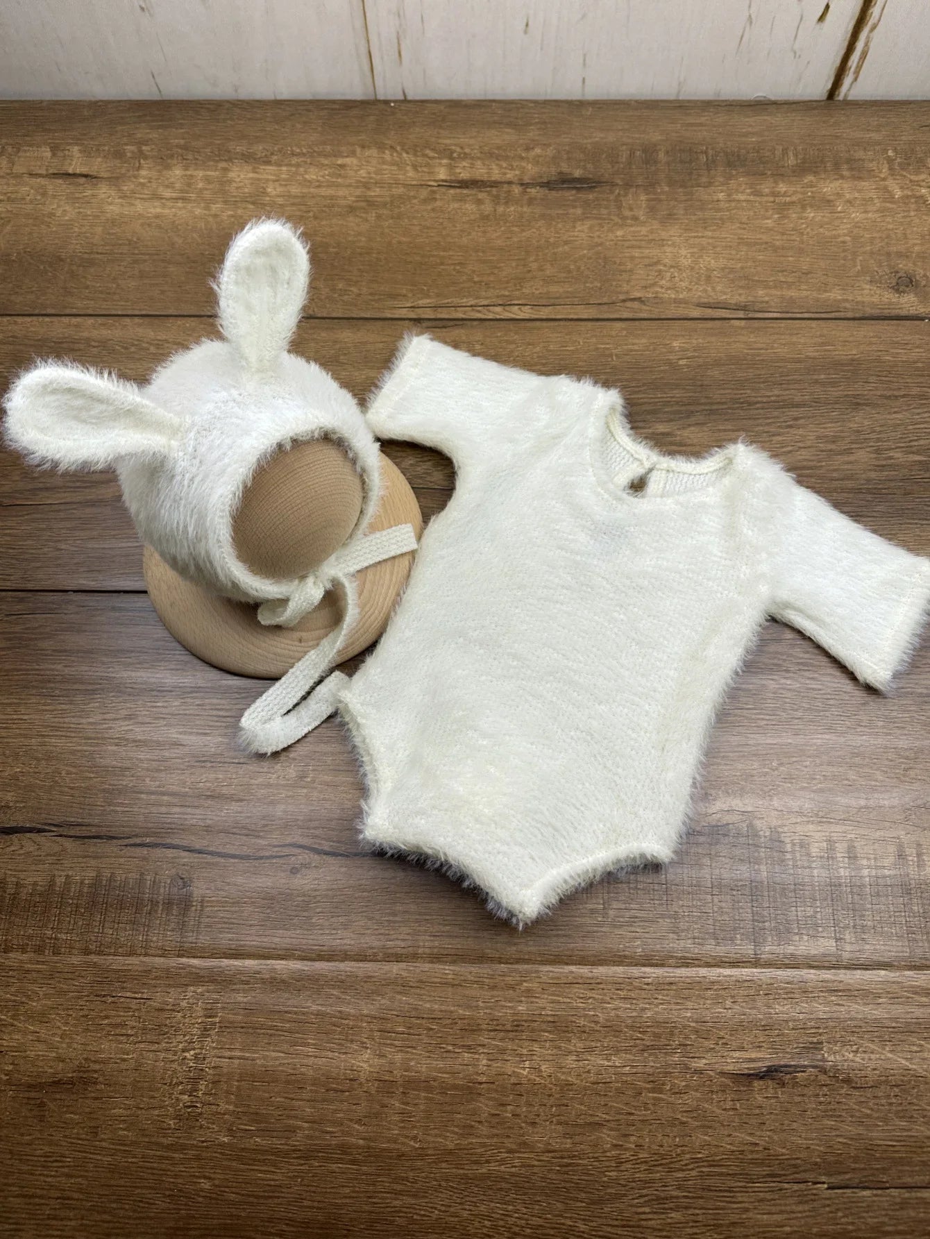 Newborn Bunny-Themed Knitted Photography Set – Adorable Cosplay with Doll & Glasses - Nestling Babies