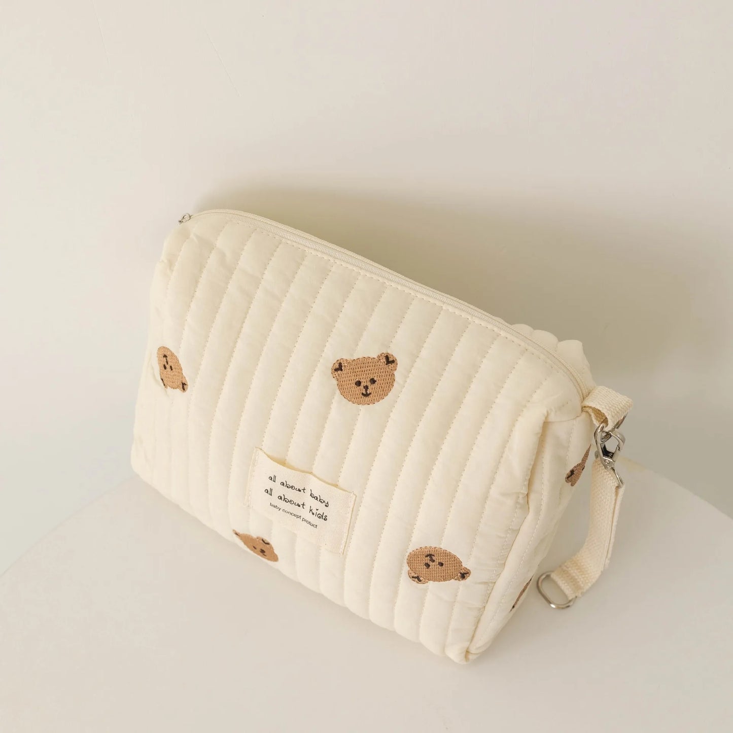 Cute Bear Cotton Mommy Bag – Zippered Diaper Tote & Maternity Organizer for Everyday Use - Nestling Babies