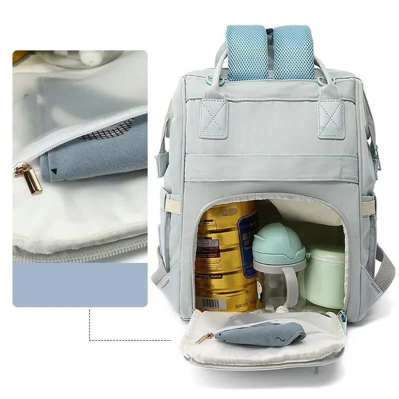 Waterproof Canvas Mummy Backpack – 2-Layer Diaper Bag with Large Capacity & Multi-Color Options - Nestling Babies