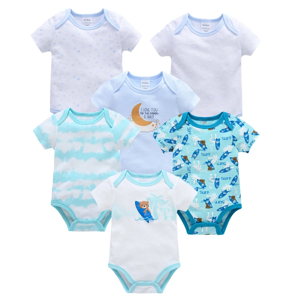 100% Cotton Baby Bodysuits – Unicorn Print | 3–6 Pack - Nestling Babies