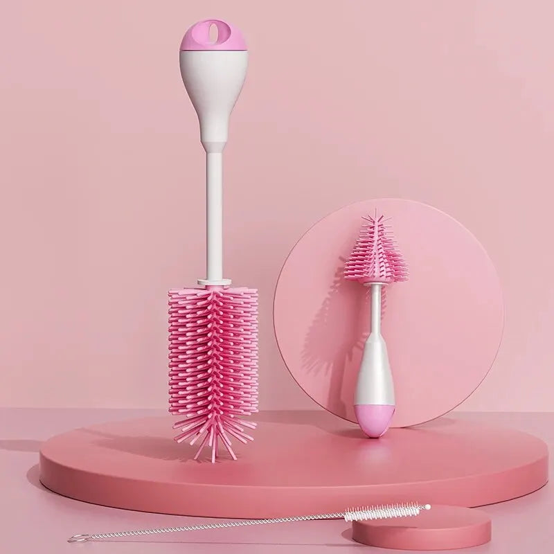 3-in-1 Silicone Baby Bottle Brush Set – 360° Cleaning Power - Nestling Babies