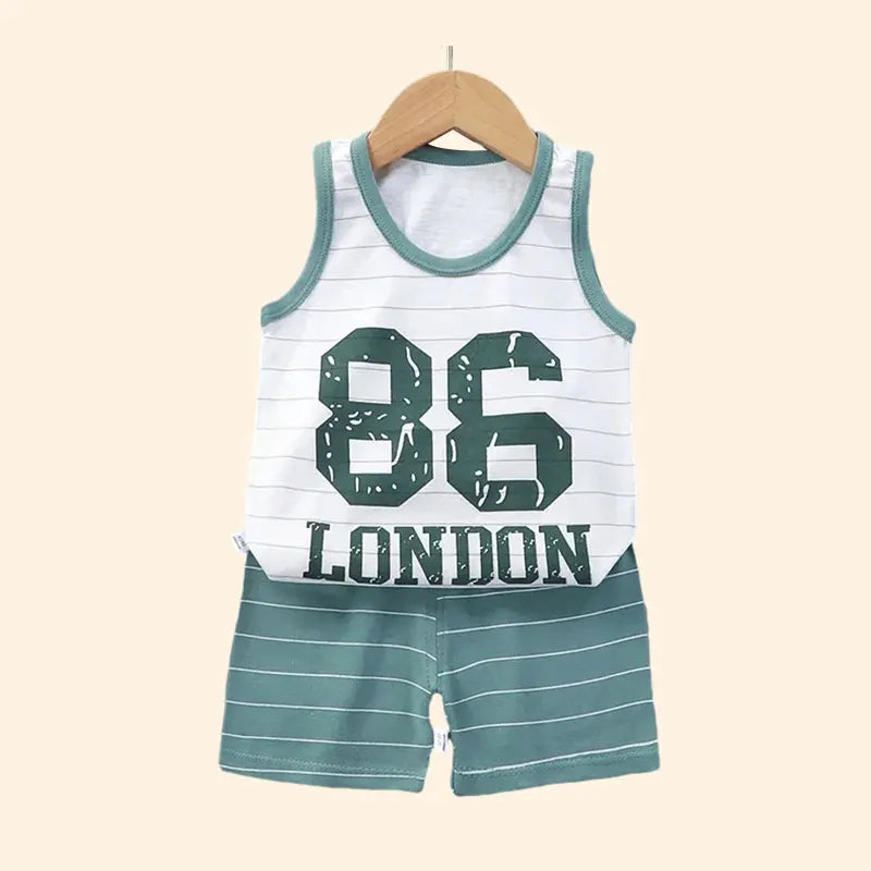 Summer Cotton Vest & Shorts Set for Toddlers – Lightweight Cartoon Outfit (1–3Y) - Nestling Babies