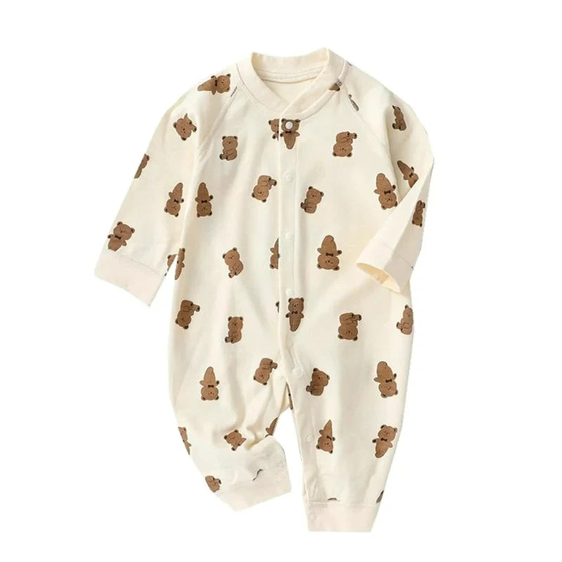 Cozy Bear Romper – Autumn Jumpsuit for Babies (0–12M | Unisex) - Nestling Babies