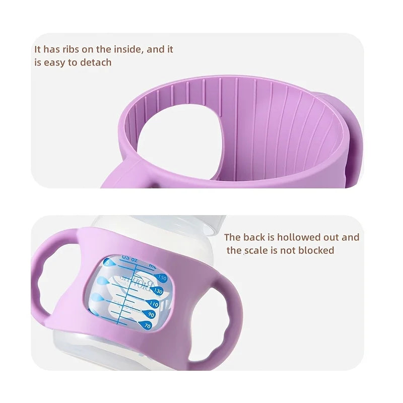 Silicone Bottle Handle Sleeve – Soft Grip for Wide-Neck Baby Bottles - Nestling Babies