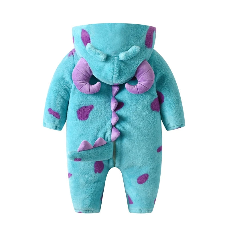 Baby Fleece Winter Romper with Horned Hood – Ultra-Warm Snowsuit for 0–3 Years - Nestling Babies